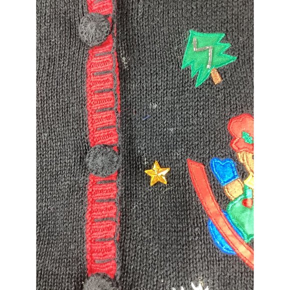 Womens Nutcracker Ugly Christmas Sweater Vest * Large* Black Red *Ramie cotton - Picture 5 of 11